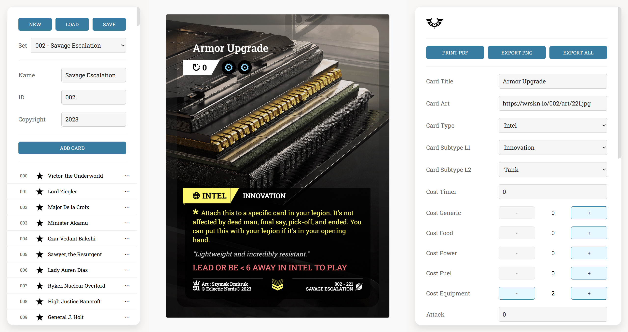 Warsaken Card Designer